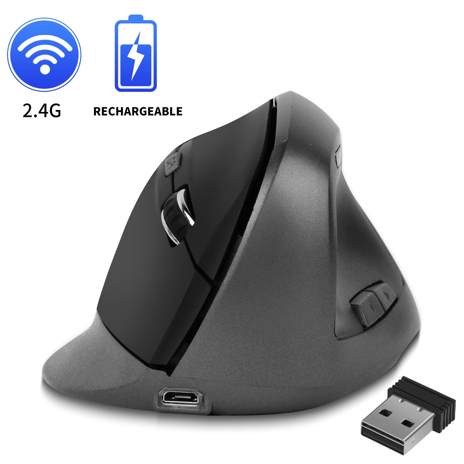 2.4Ghz Wireless Gaming Mouse Vertical Optical Mouse Rechargeable Ergonomic Mice for Computer PC 2.4Ghz Wireless Gaming Mouse Vertical Optical Mouse Rechargeable Ergonomic Mice for Computer PC